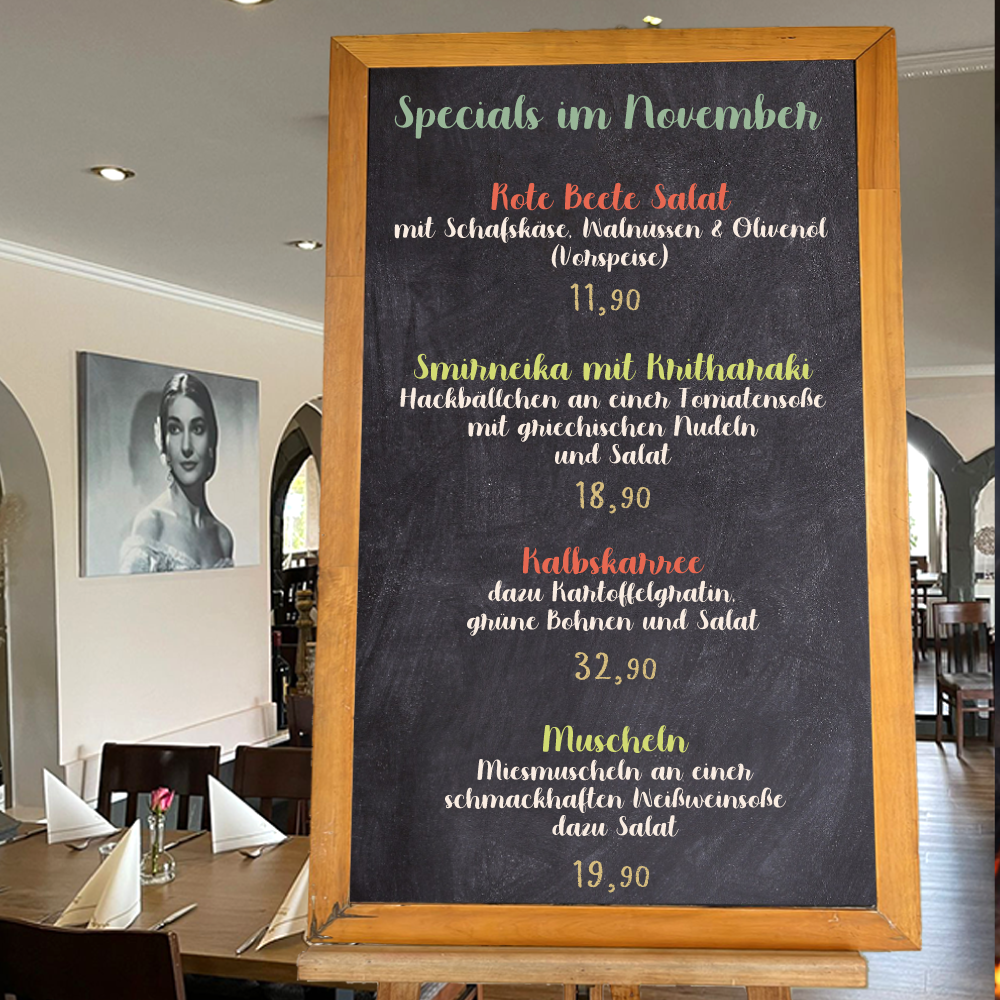 Specials im November - Restaurant Athena Stelle 
