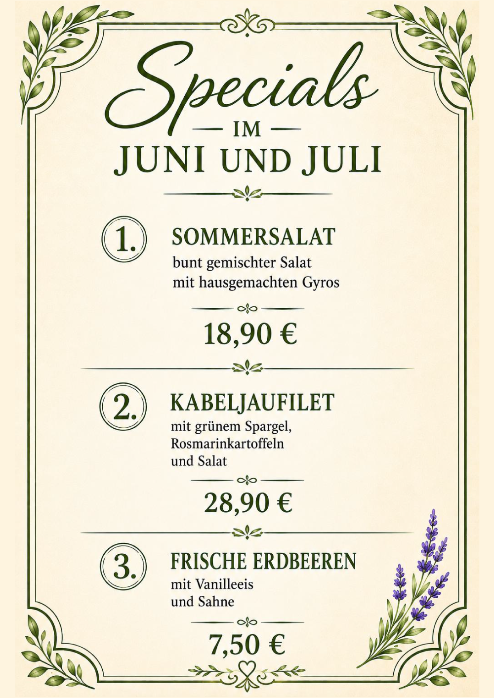 Specials im Juni - Restaurant Athena Stelle 