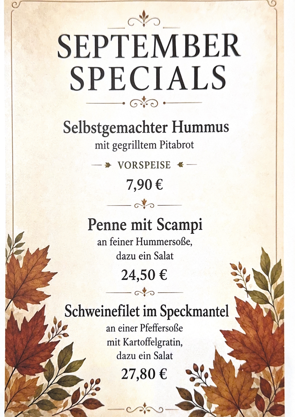 Specials im September - Restaurant Athena Stelle 